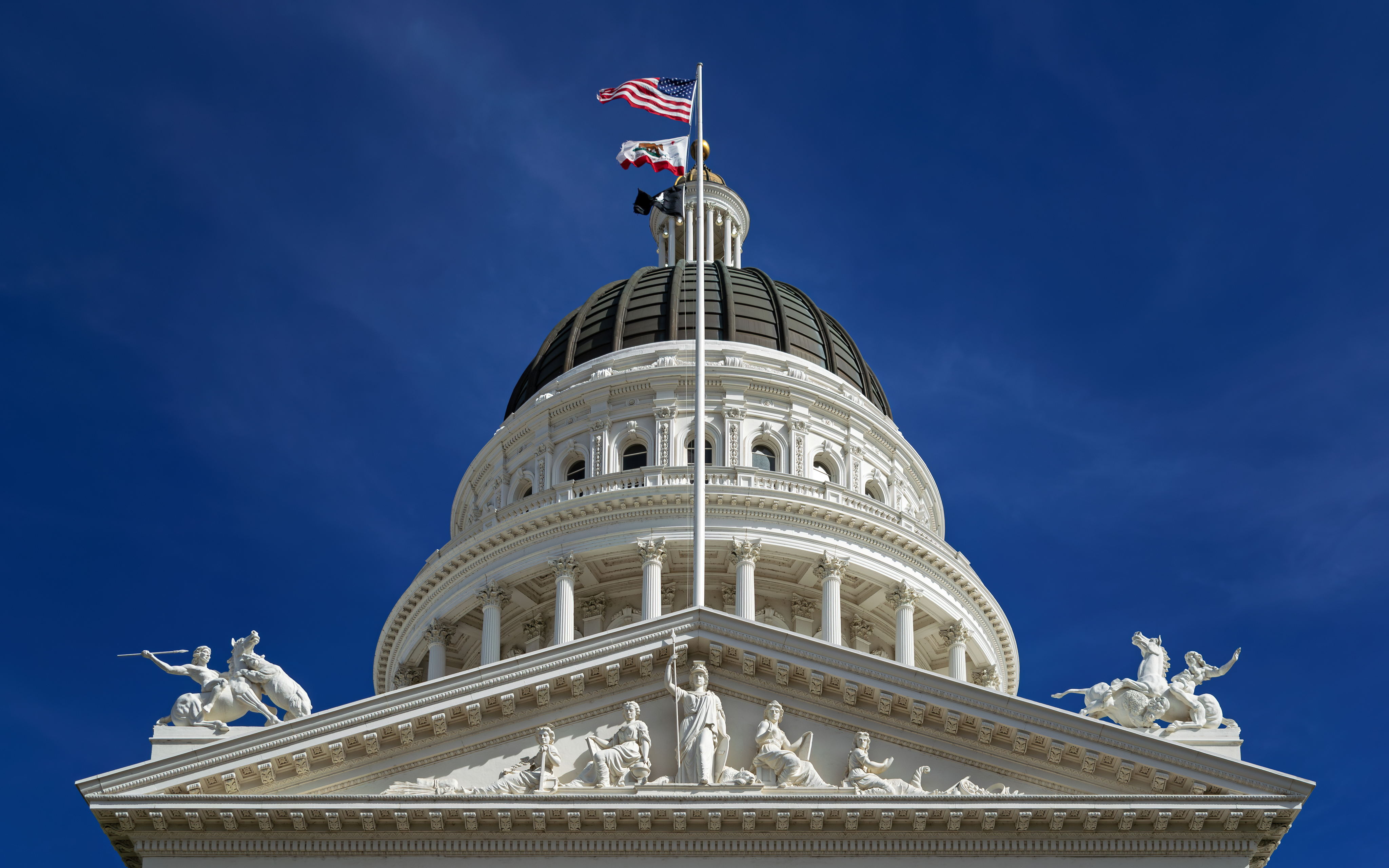 The California State Capitol in Sacramento, seen from the west lawn
