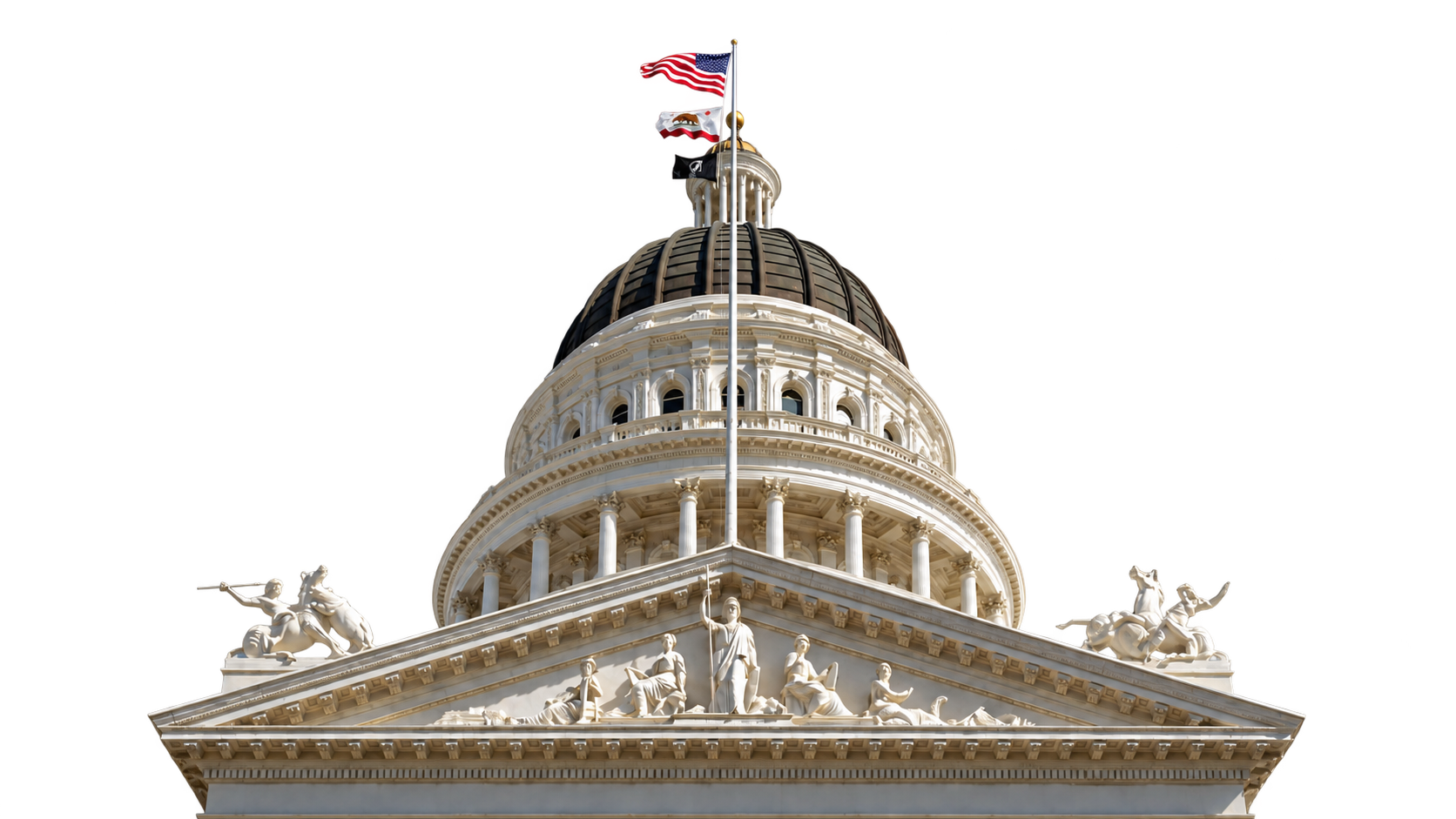 The dome and portico of the California State Capitol